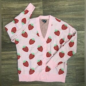 Strawberry Print Cardigan Medium